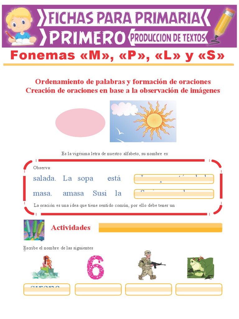 Fonema S para Primer Grado de Primaria | PDF