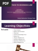 Introduction To Business Law: Course Instructor: Farzana Tazin