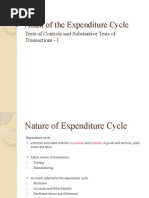 Audit of The Expenditure Cycle: Tests of Controls and Substantive Tests of Transactions - I