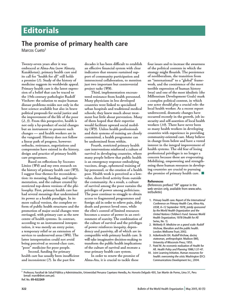 Reassessing Primary Health Care's Promise | PDF | Health Care | Policy