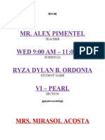 Mr. Alex Pimentel WED 9:00 AM - 11:00 AM Ryza Dylan B. Ordonia Vi - Pearl