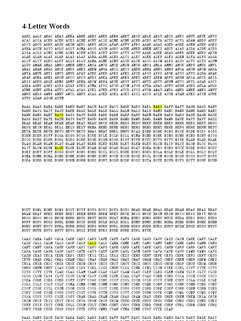4 Letter Words Pdf