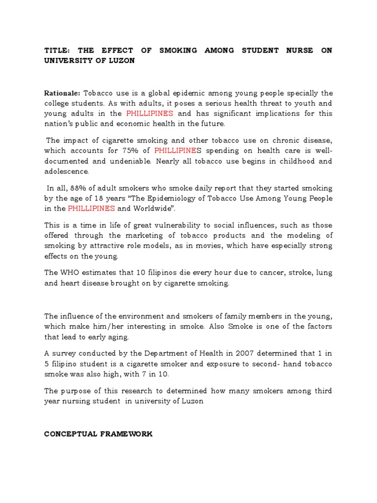 Smoking Impact on Nursing Students in Luzon | PDF | Tobacco Smoking ...