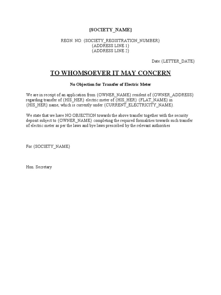 Electricity Meter Change Noc PDF