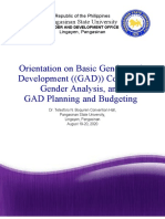 Orientation On Basic Gender and Development ( (GAD) ) Concepts, Gender Analysis, and GAD Planning and Budgeting