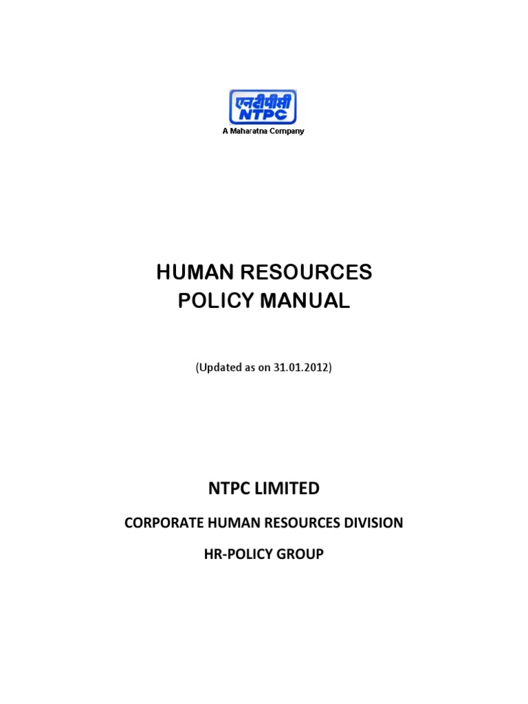Ntpc Hr Policy Manual Pdf Recruitment Human Resources