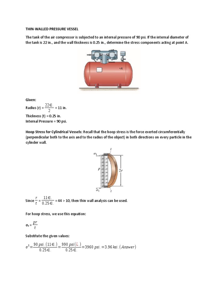 Thin-Walled Pressure Vessel | PDF | Stress (Mechanics) | Mechanics