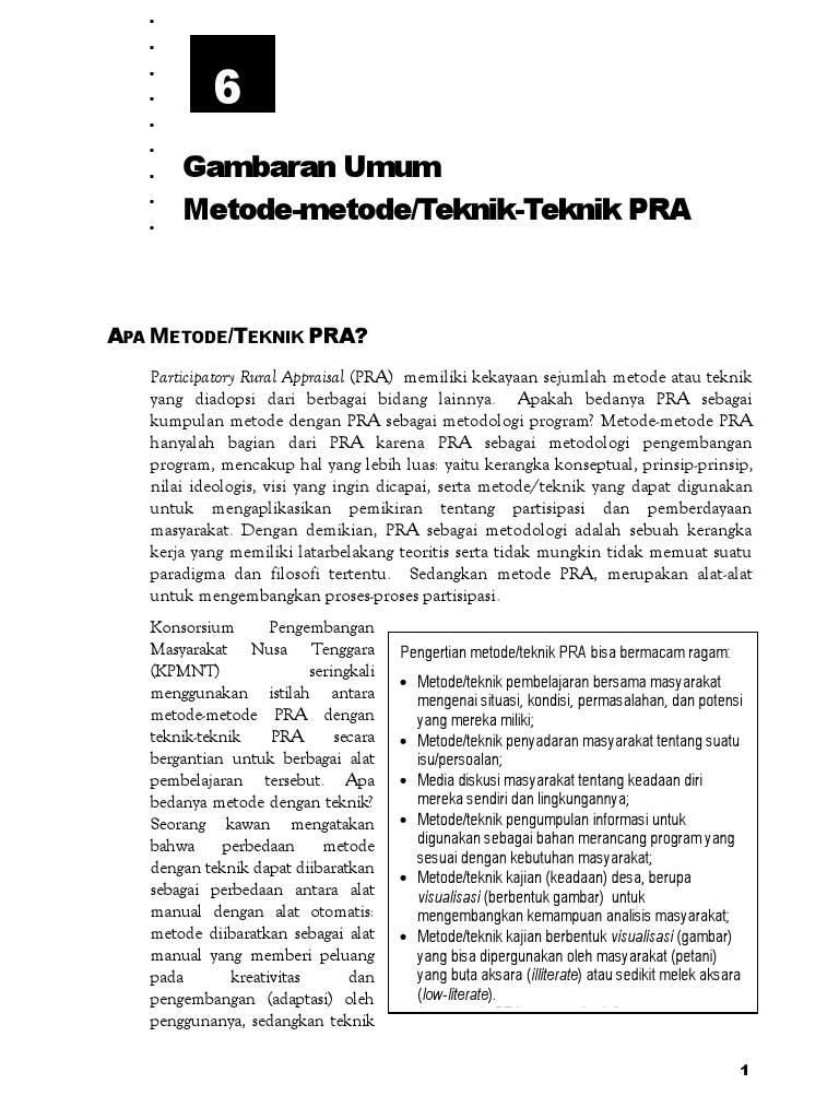 Metode dan Teknik PRA untuk Pemberdayaan | PDF