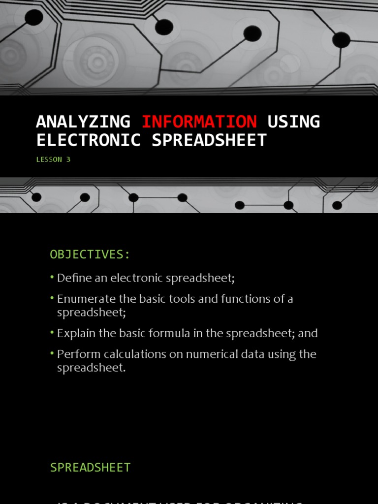 Basic Functions of Electronic Spreadsheets | PDF