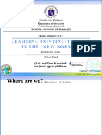 Learning Continuity Plan in The New Normal': (Date and Time Presented) Via (What App or Platform)