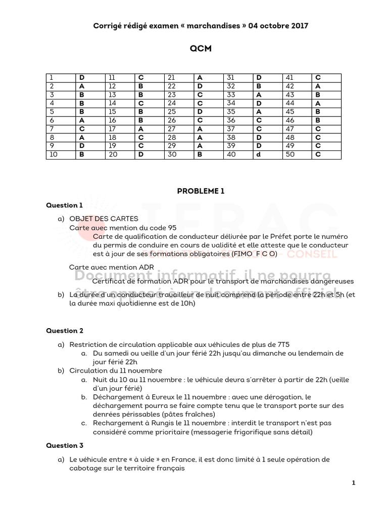 Sujet D Examen Capacité De Transport Marchandise Corrige Examen Marchandises2017 | PDF | Capitaux propres | Comptabilité