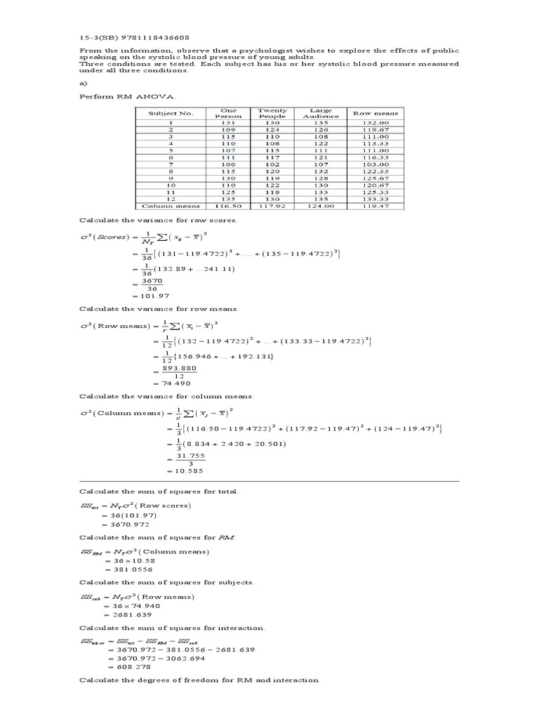 Repeated Measures ANOVA. PDF Degrees Of Freedom (Statistics
