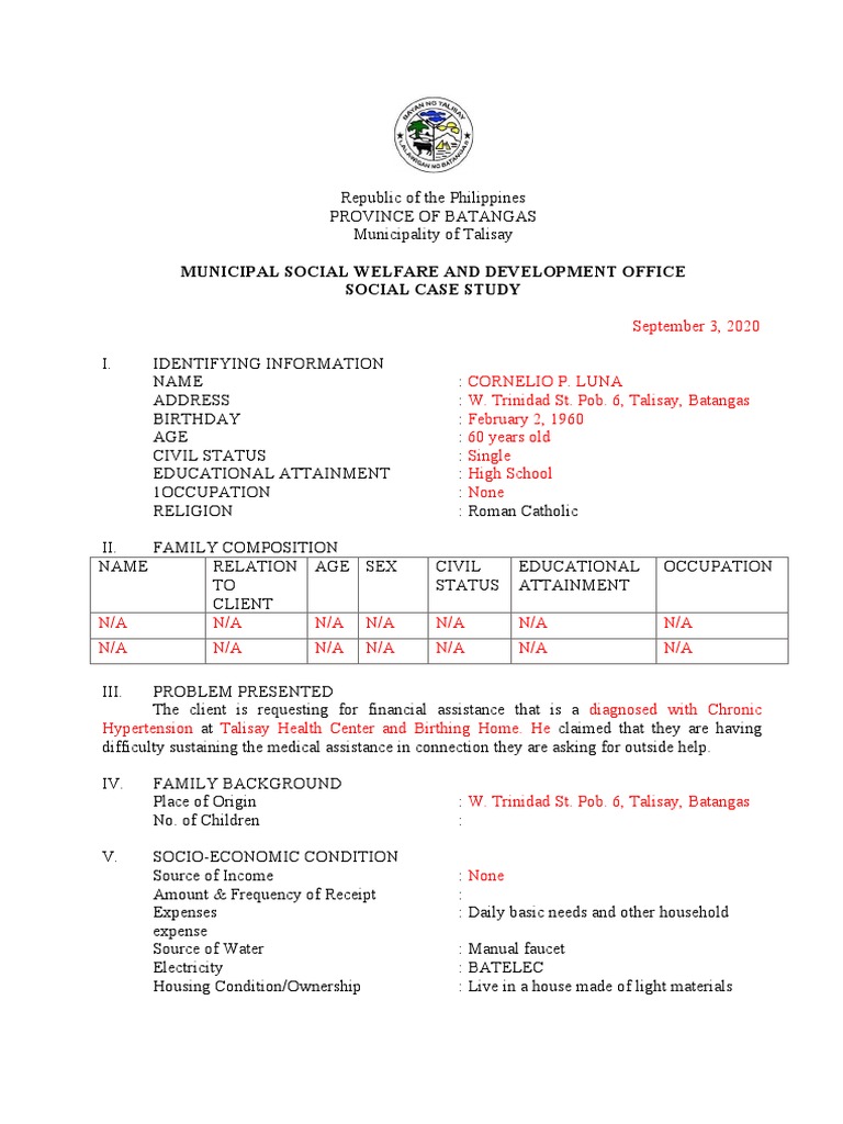 Case Study For Medical Assistance PDF Policy