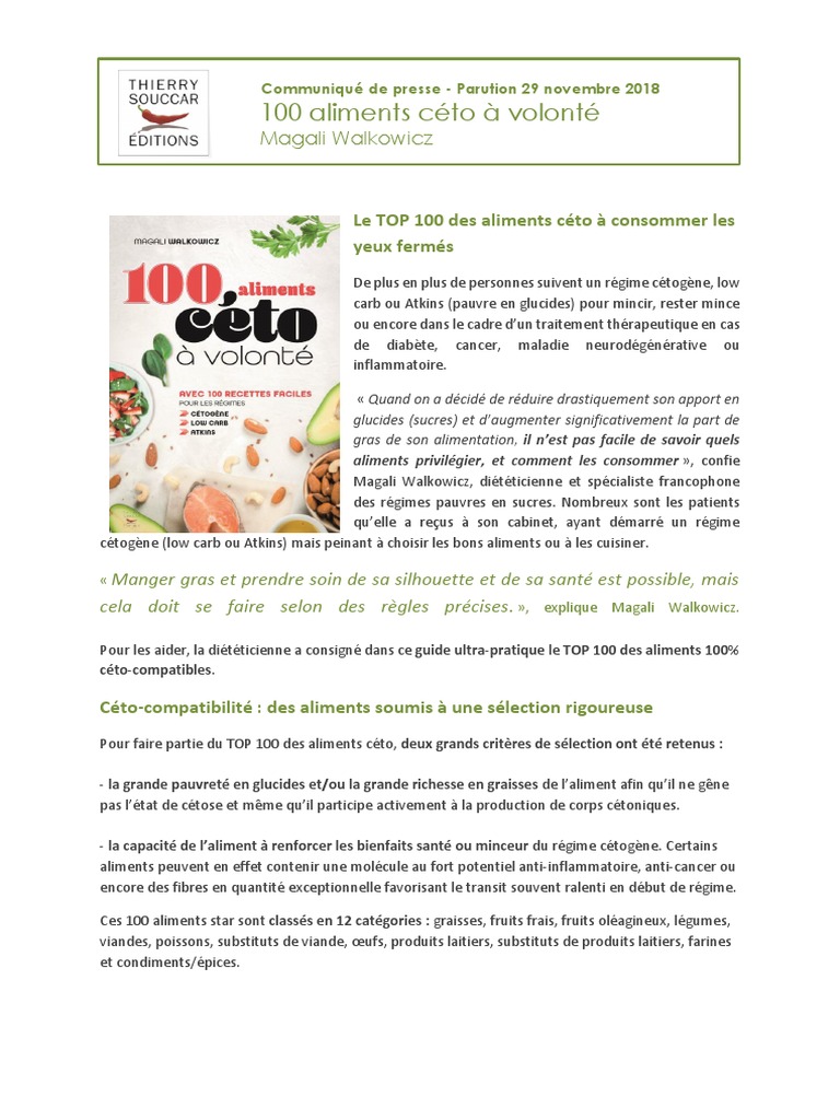 100 Aliments Céto à Volonté Pdf Gratuit CP 100 Aliments Ceto 0 | PDF | Diète cétogène | Nourriture et boisson