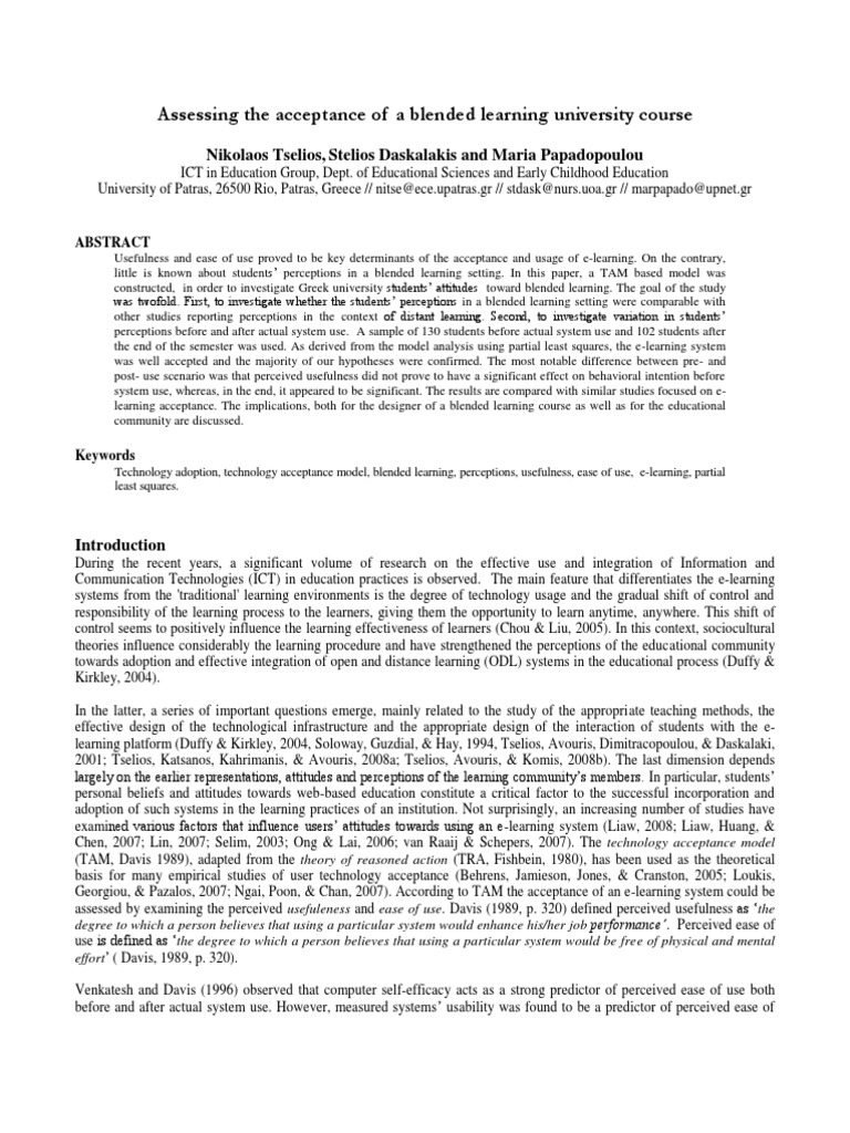 Blended Learning Acceptance Study | PDF | Educational Technology ...