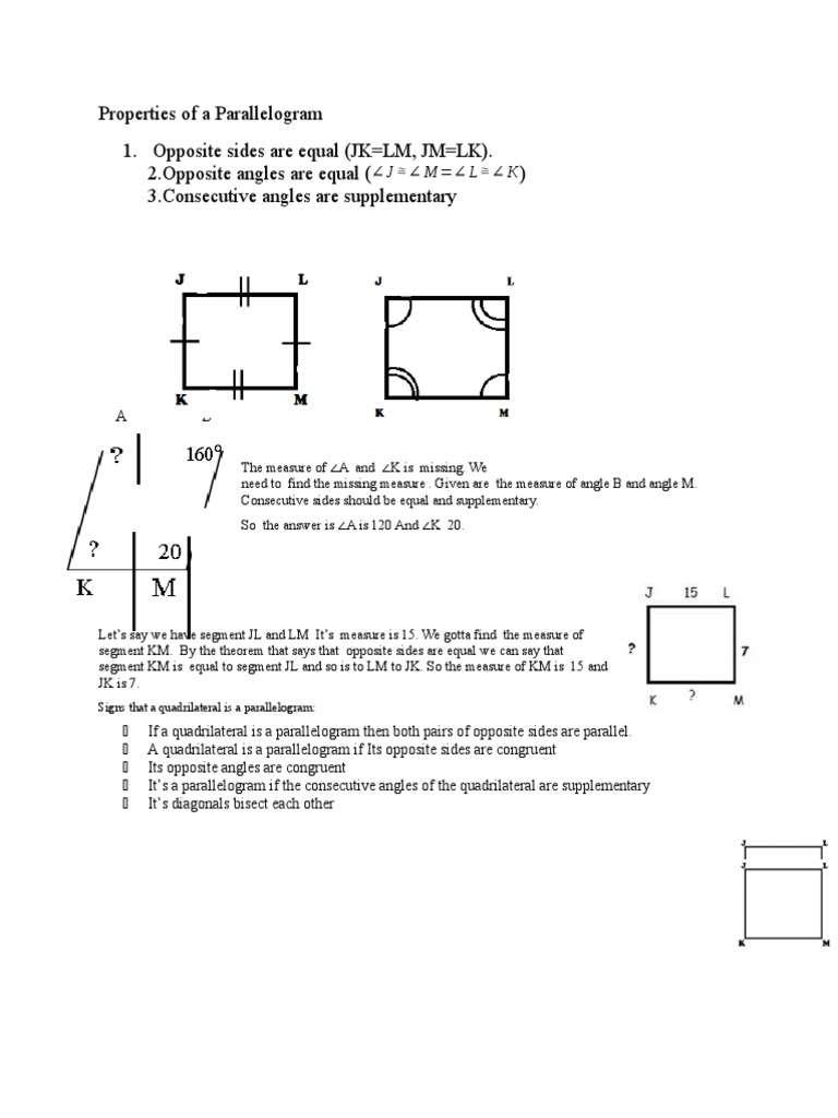 Properties of A Parallelogram | PDF | Circle | Geometry