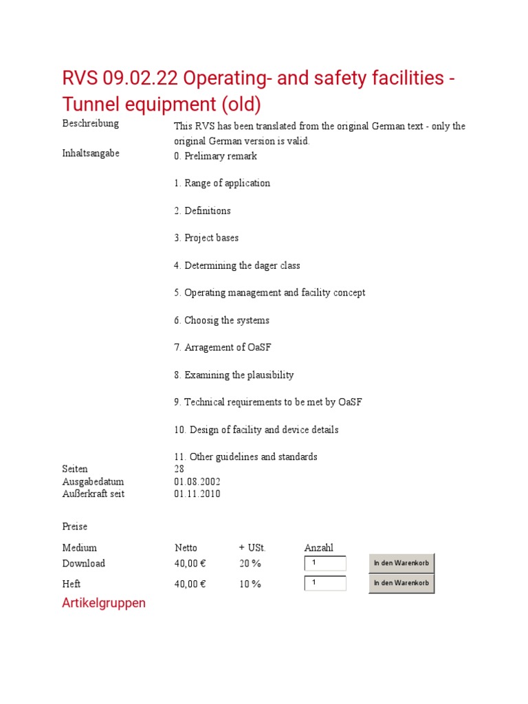 RVS 09.02.22 Tunnel Equipment Guidelines | PDF