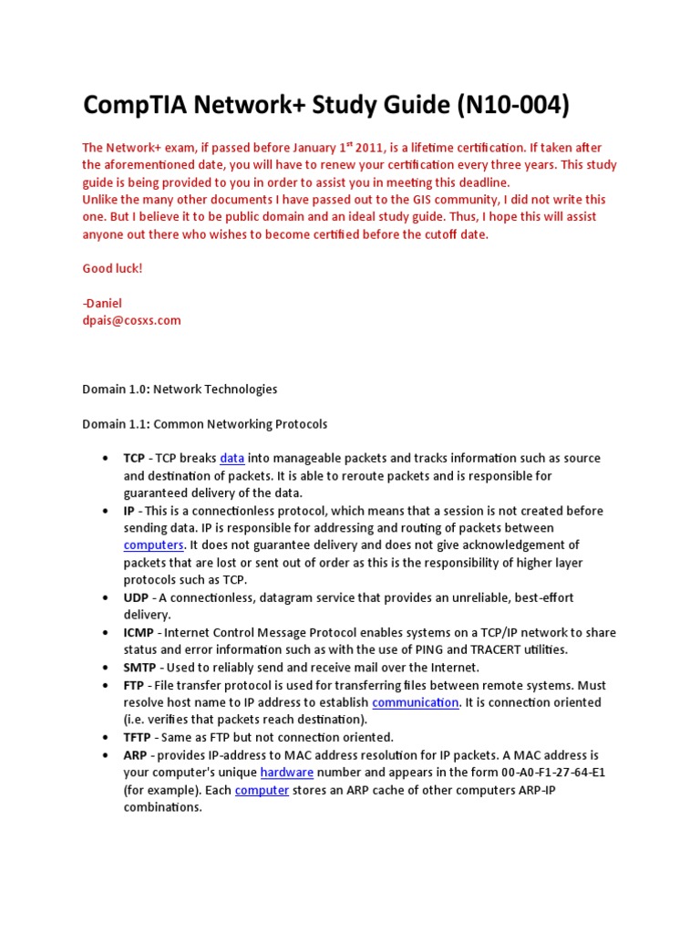 Network+ Study Guide | PDF | Routing | Internet Standards