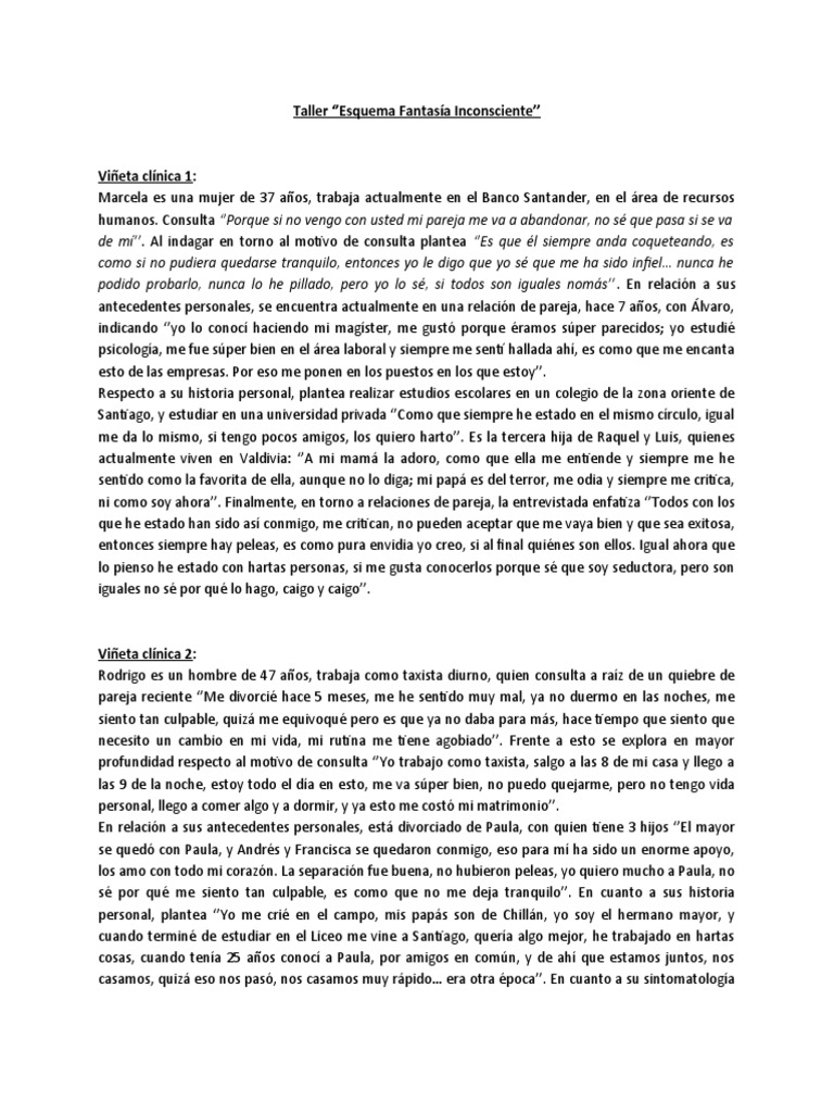 Taller 'Esquema Fantasía Inconsciente'' | PDF | Sicología