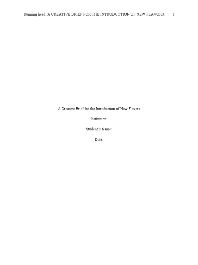 A Creative Brief For The Introduction of New Flavors | PDF | Potato ...