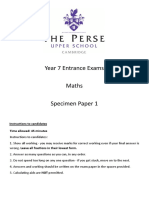 Year 7 Maths Specimen Paper 1 PDF