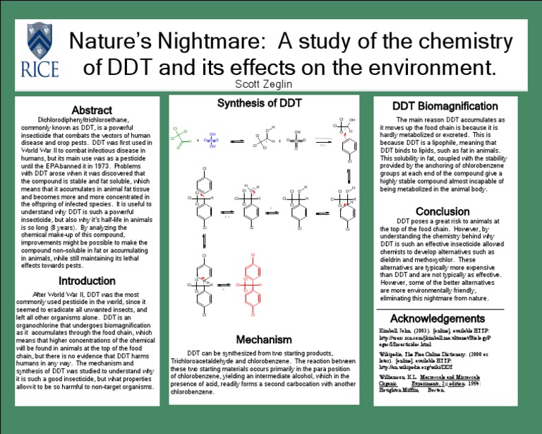Synthesis of DDT DDT Biomagnification Scott Zeglin PDF Ddt Chlorine