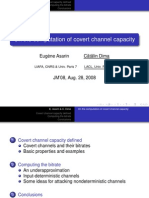On The Computation of Covert Channel Capacity: Eug 'Ene Asarin C at Alin Dima