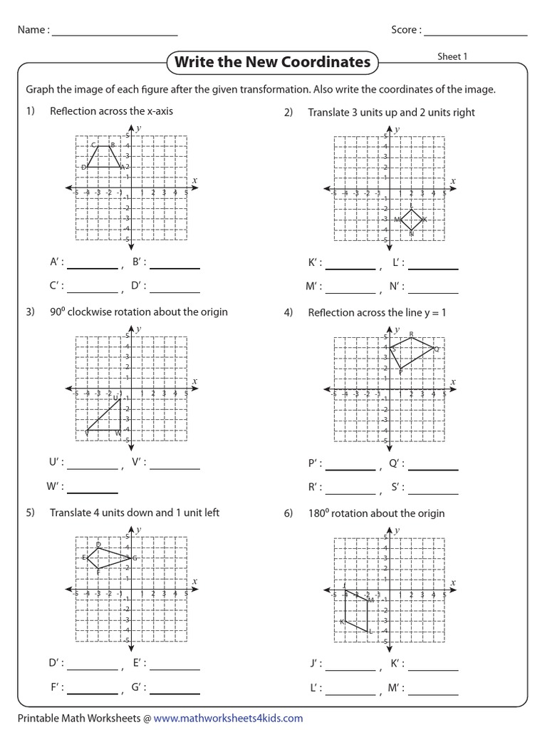 Write The New Coordinates: Sheet 1 | PDF | Cartesian Coordinate System |  Euclidean Geometry