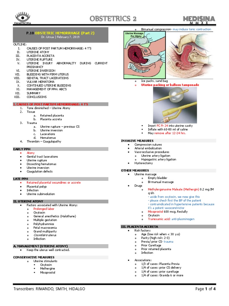 Obstetrics 2: Obstetric Hemorrhage (Part 2) | PDF | Uterus | Childbirth