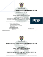 SENA certificado manipulación alimentos Diana Charry