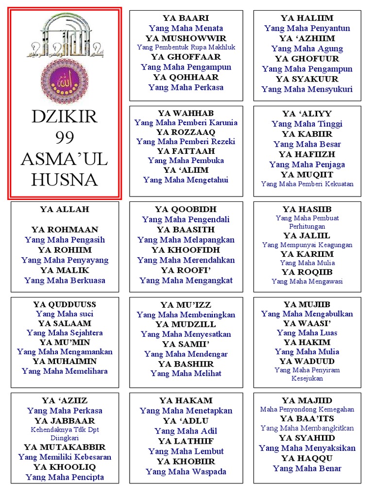 Dzikir 99 Asma Ul Husna