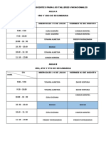 Relación de Docentes para Los Talleres Vacacionales