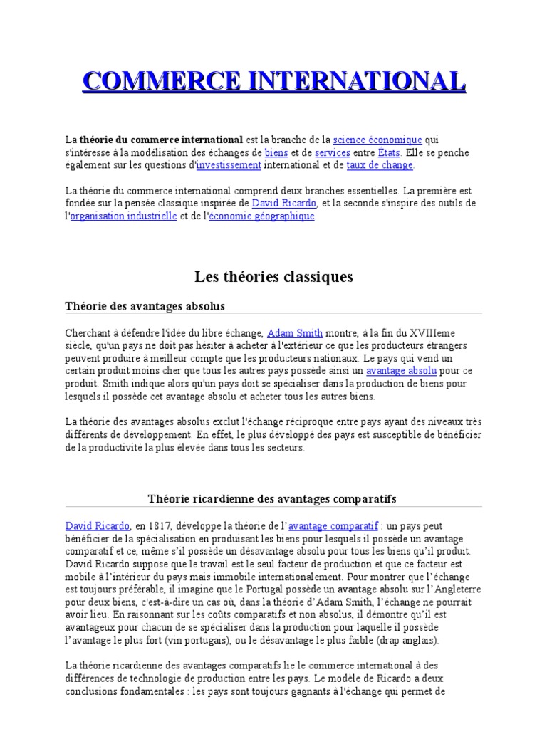 Avantages Du Commerce International – YTXPJ