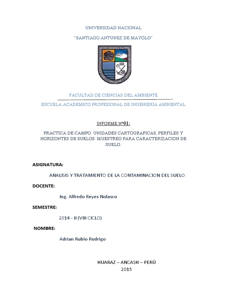 1er Informe de Suelos - RODRIGO | PDF | Muestreo (Estadísticas) | Suelo