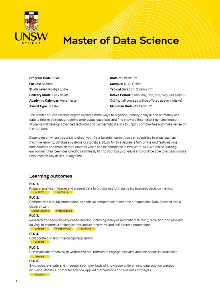 Master of Data Science Learning PDF Data Science