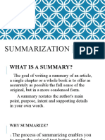 Summarization: The What, Why and How of Summarization
