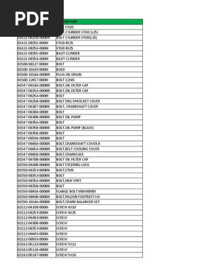 Motorcycle Parts Number List | PDF | Piston | Axle