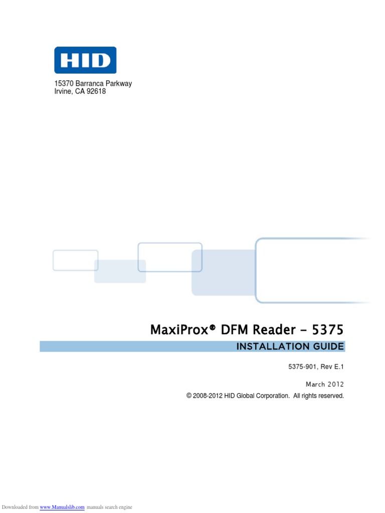 Maxiprox® DFM Reader - 5375: 15370 Barranca Parkway Irvine, Ca 92618 ...