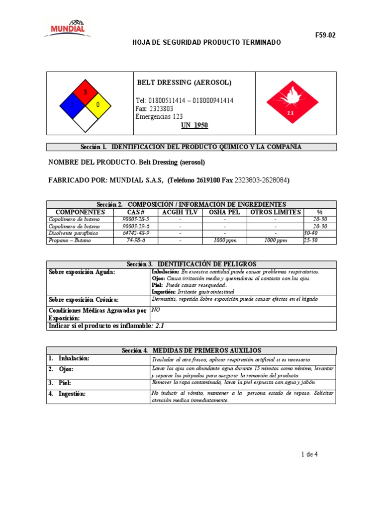 MSDS Belt Dressing Aerosol Download Free PDF Aerosol Primeros