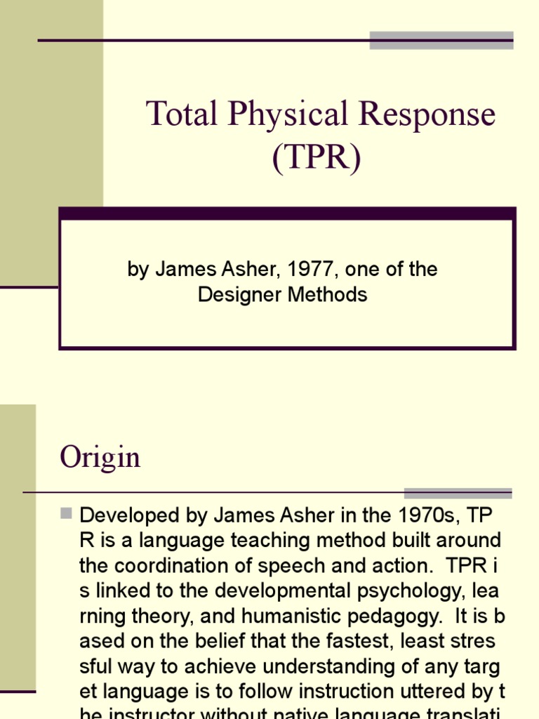Total Physical Response Method Overview | PDF | Education Theory ...