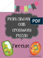 Plant and Animal Cells Crossword Puzzle: Freebie