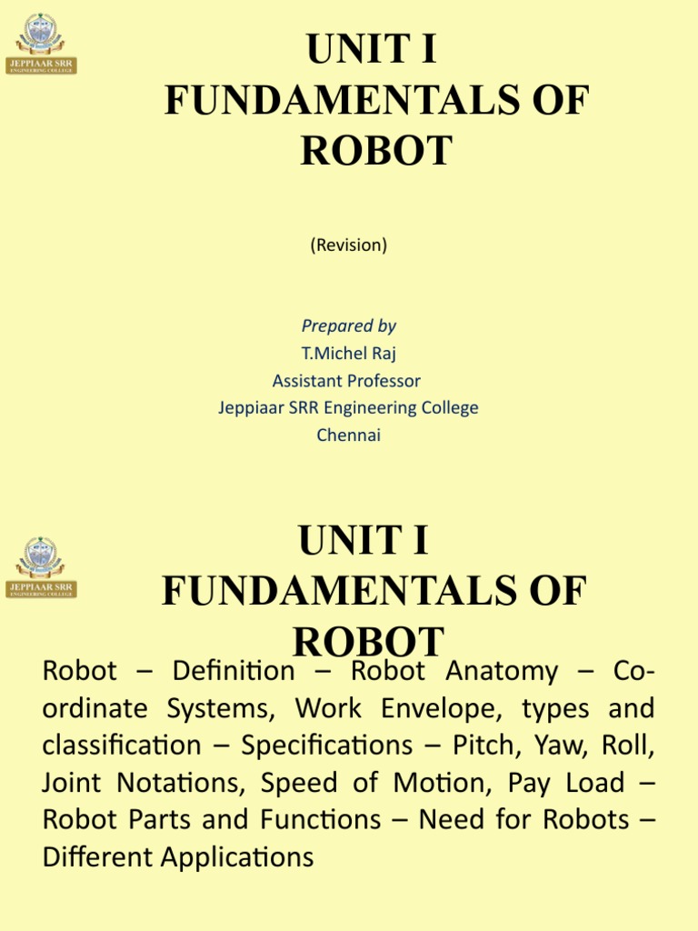 Fundamentals of Robotics Overview | PDF | Cartesian Coordinate System ...