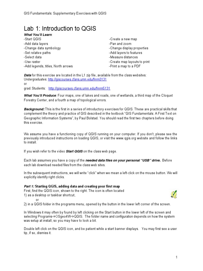 Lab 1 Introduction To Qgis What You Ll Learn Pdf Icon Computing