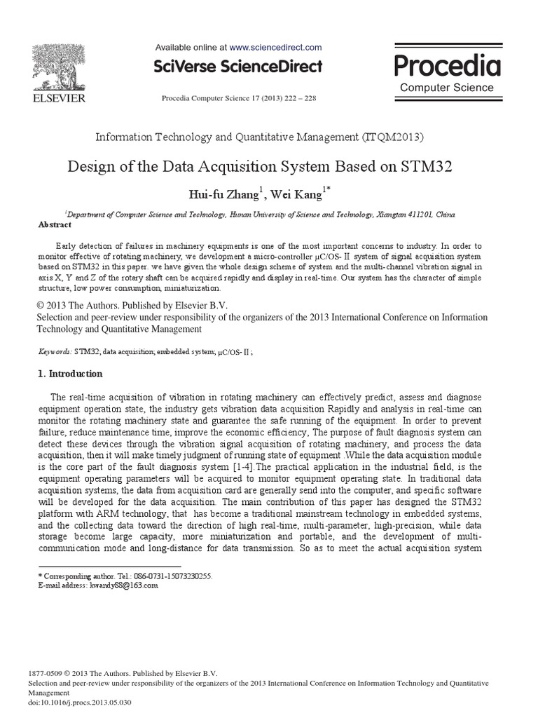 Design of The Data Acquisition System Based On stm32 PDF | PDF ...