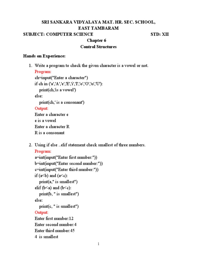 Python Control Structures Exercises | PDF | String (Computer Science ...