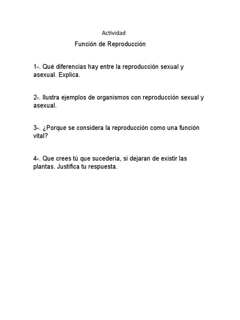 Actividad Reproduccion Sexual y Asexual | PDF