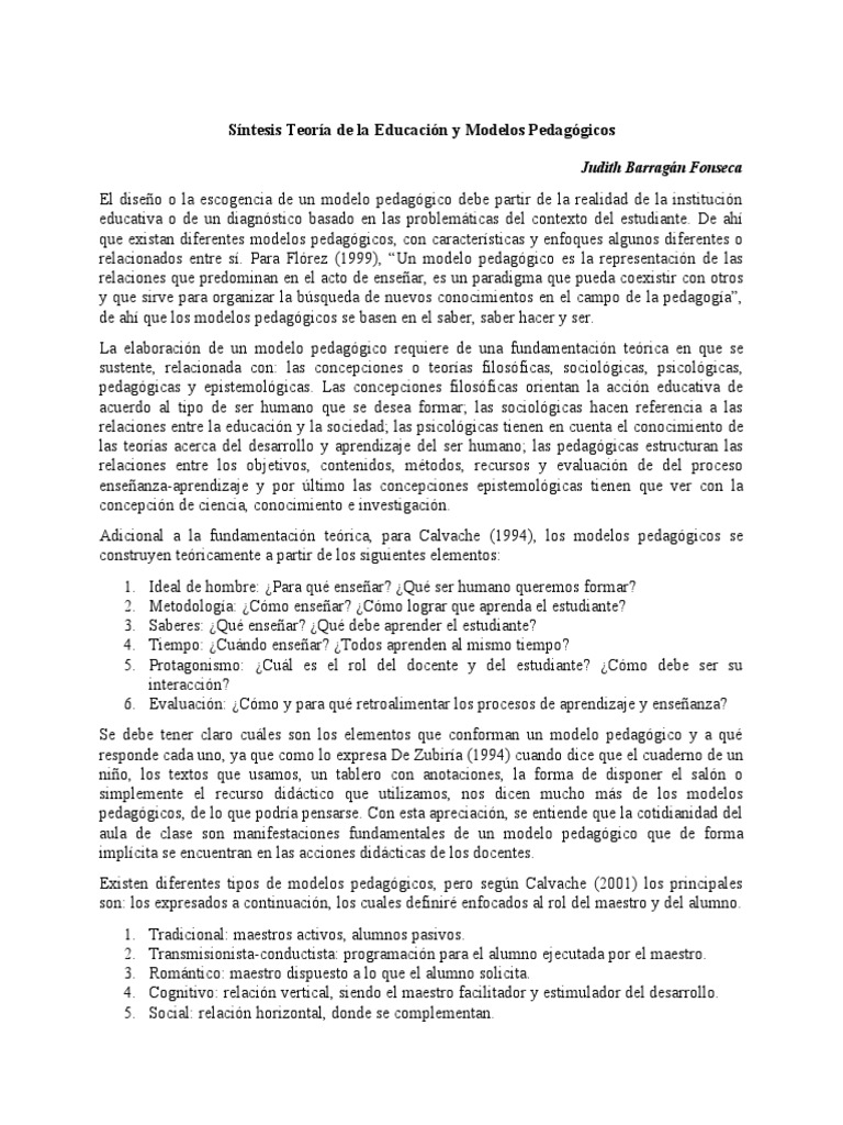 Modelos Pedagogicos | PDF | Pedagogía | Aprendizaje