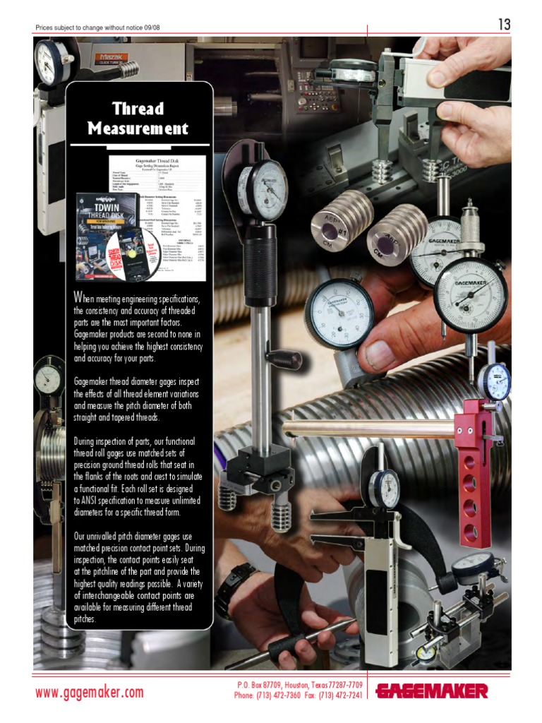 GagemakerThreadMeasurement FERST PDF Mechanical Engineering