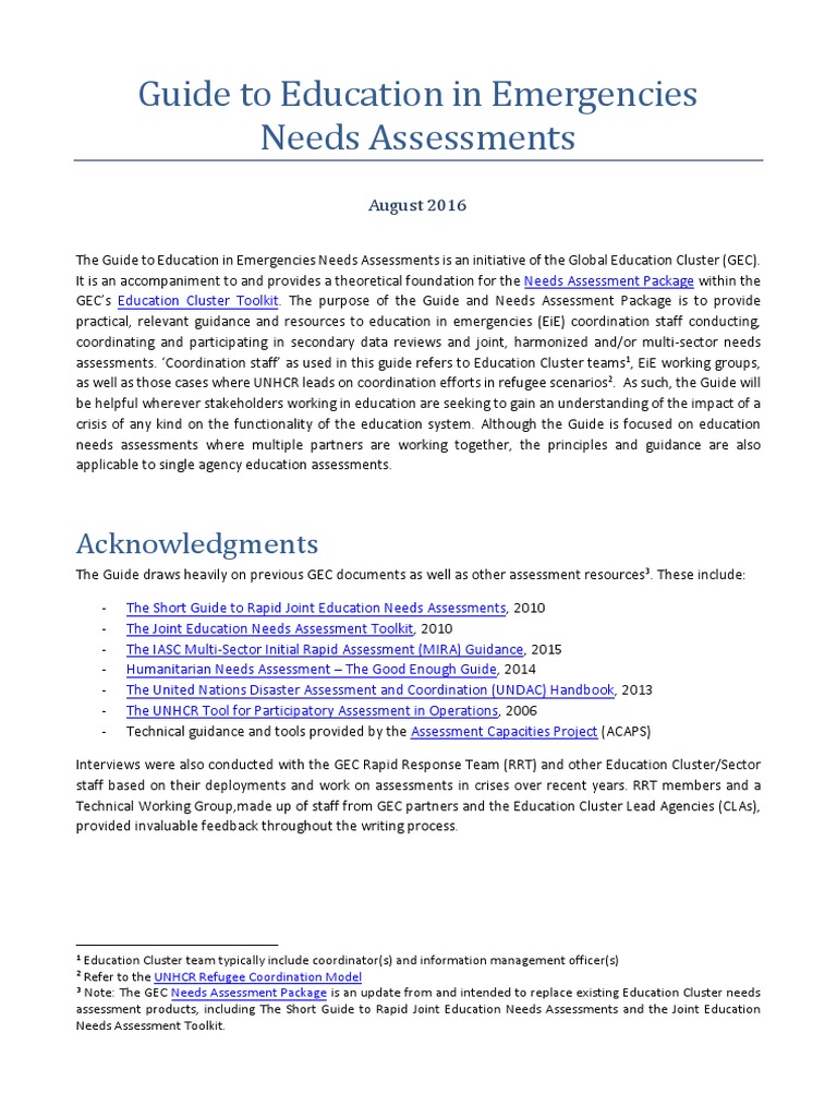 Education Needs Assessments Guide | PDF | Needs Assessment | Science