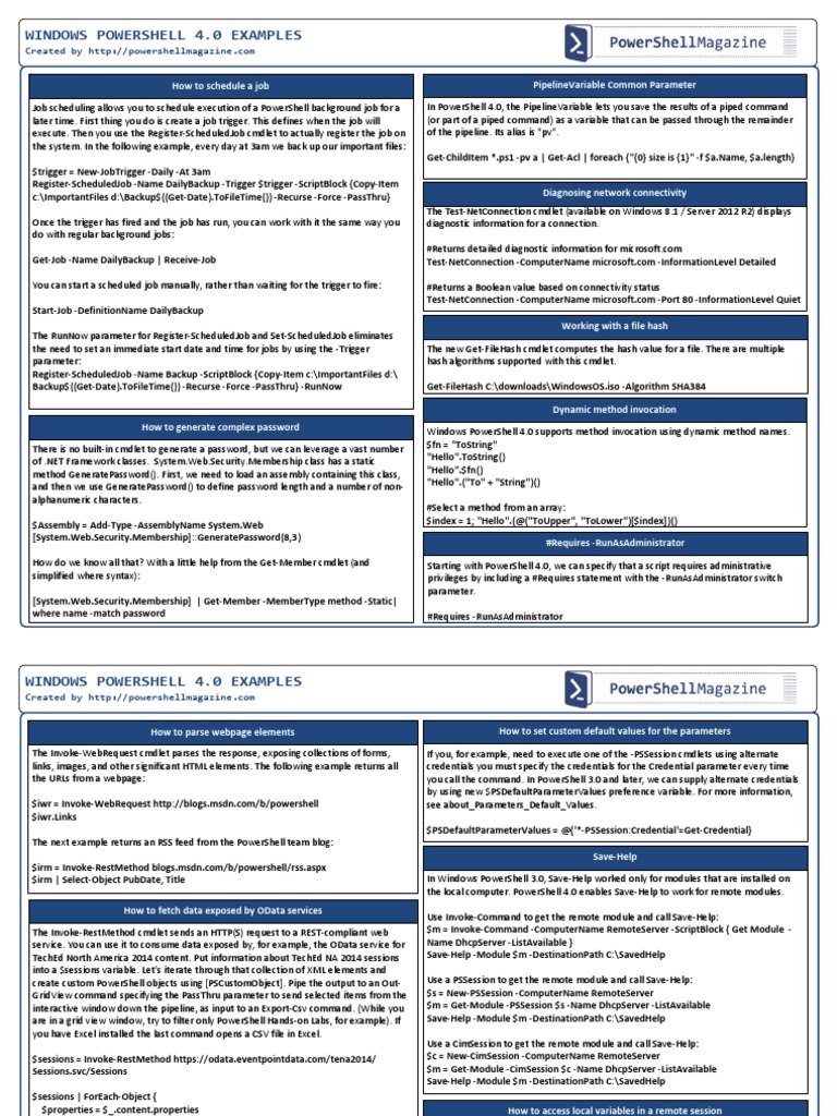 PowerShell Examples v4 PDF | PDF | Software Development | Areas Of ...